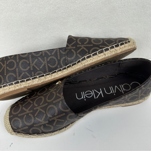 CALVIN KLEIN Women's Vez CK Monogram Espadrilles Size 8.5 Espresso Rubber - Picture 3 of 10